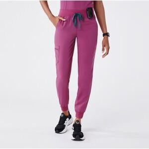 FIGS High Waisted Zamora Petite‎ Jogger Scrub Pants Fuchsia XXS NWT